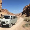 An interesting van drove by along our hike through Charyn Canyon (sometimes referred to as "Baby Grand Canyon")