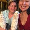 My host sister and I about to eat our "choclo lleno" (filled corn)!