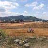 A biker was practicing the route at the beginning of the competition
