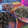 Kereopok lekor, a fish "sausage," is enjoyed as a snack