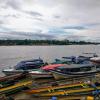 Canoes docked beside the boardwalk in the Atrato River