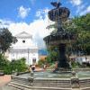 A lavish fountain in Santa Fe's main plaza