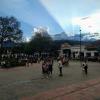 Santa Fe's main plaza began to fill with people as the sun set