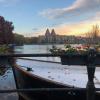 Before we found dinner, Clemente and I found this spot to feed birds and watch the sunset