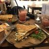 After spending the night at a friend's house in Haarlem, Clemente and I got these yummy savory crepes and fruit shakes