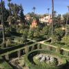 A bird's eye view of the Palace Gardens of Alcazar in Seville, Spain 