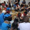 All of the students, even the first graders, helped prepare the millet to be stored. The millet has to be tied in a specific way, according to their tradition. 