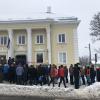 The long line of teams waiting to register for the event at Otepää Cultural Center