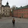 Here I am in front of some pastel colored buildings in a district called Gamla Stan in the city center