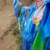 These blue scarves are very sacred, and tend to be all over monasteries to represent the all-powerful sky