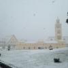 The mosque was covered in snow as well