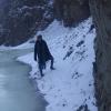 The Gobi is cold and icy this time of year. If you can brave the cold, you can walk through a canyon like this one to view some beautiful ice cascading down the cliffs. 