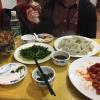 We ordered quite the meal with homemade dumplings, 糖醋里脊 (tangculiji, sweet and sour pork), sautéed spinach and hotpot mushrooms