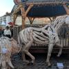 These sculptures were made with driftwood from a nearby beach