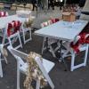 Tables were set up for people to do Christmas crafts
