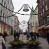 A shopping street decorated for Christmas