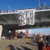Protesters hung this sign proclaiming 'Black Pete is racist' in Dutch 