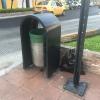 There are many trash cans along the sidewalks of downtown Guayaquil and, they are constantly changed throughout the day