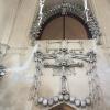 When you enter the first floor of the church, you are greeted by a skeleton cross
