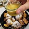I got a little cup of applesauce to eat with my pancake. What do you eat with pancakes?