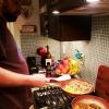 We revise our plan by flattening the falafel balls into pancakes and fry them with just a little oil. 