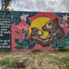 This mural at the sanctuary reminds visitors to care about the forests and environment