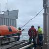 The autonomous underwater vehicle (AUV) before it is launched