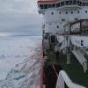 What do you notice about the S.A. Agulhas II moving through the ice?