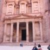 The temple in the city of Petra; this was featured in the Indiana Jones movie