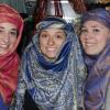We tried on the cultural headdresses at one of the local shops