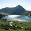 The sun shining on one of the beautiful lakes
