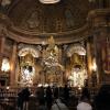 Inside the basilica - the sacred pillar and statue of Mary is very small and on the right side of the altar 