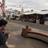 Me enjoying a crepe after a long day of hiking to Peguche and shopping in the Plaza de Ponchos