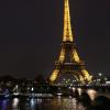 The Eiffel Tower on a rainy evening