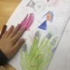My new six-year-old friend showed me how she creates masterpieces during "free draw" time during her school day