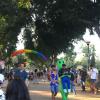 One of the street fairs had balloon arches to dress up the park where it was held