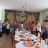 The teachers are teaching me a Bulgarian traditional dance called the хоро (horo)