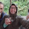 Drinking tea to thaw our extremities... and our insides
