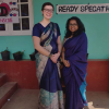 My sari matched the principal's on the first day of the business fair!