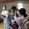 Many of us forgot to put our hair up, so we all helped each other pin our hair so that it wasn't touching the yukata