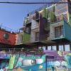 This colorful creation is a hostel (a cheap shared place to stay) 