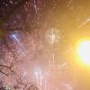 At midnight, there was a large firework display over the city 