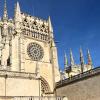 A close up of the Cathedral of Burgos. It is built in the Gothic style