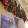 This cafe uses dried flowers to decorate its walls