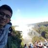 Looking at the falls from up above you can see a rainbow!