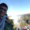 Looking at the falls from up above you can see a rainbow!