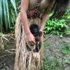 A young girl showed us her pet monkey named Carlitos