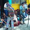 Dancers interact with onlookers