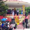 Announcement of festival events in Rabinal's Central Park