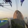 Taking the cable car to the top of Pão de Açúcar, or Sugar Loaf Mountain